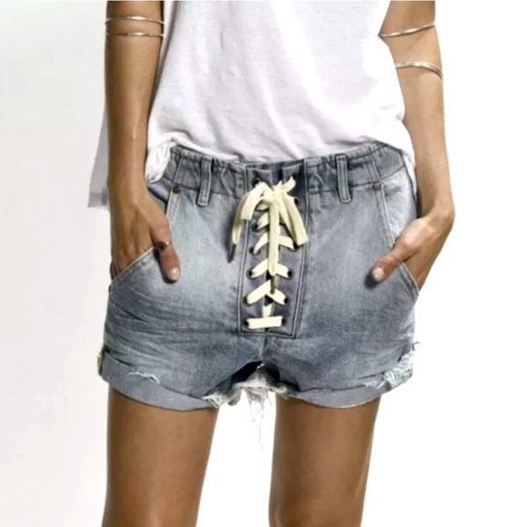 NWT One Teaspoon Superfreak Lace Up Shorts - Picture 2 of 9